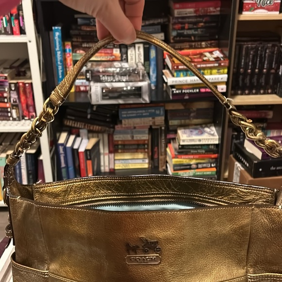 Coach Madison Gold Patent Leather Chain Strap Hobo Shoulder Bag - Picture 2 of 10
